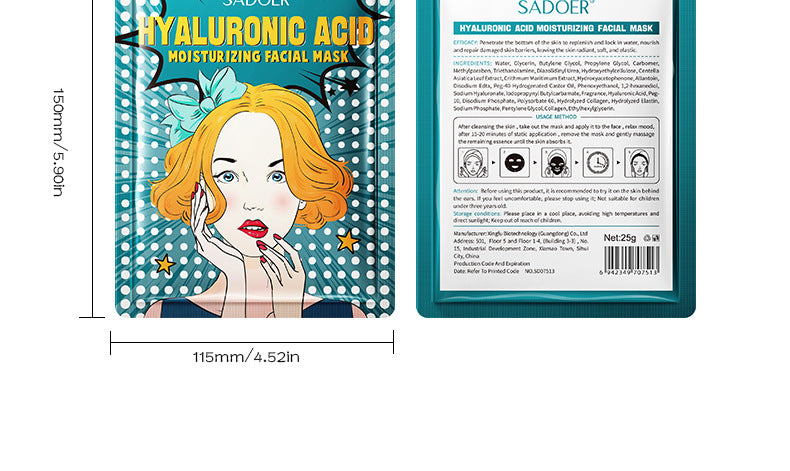 Goddess Mask SADOER Hyaluronic Acid Moisturizing Hydrating Face Mask Sheets Wholesale for  Trade