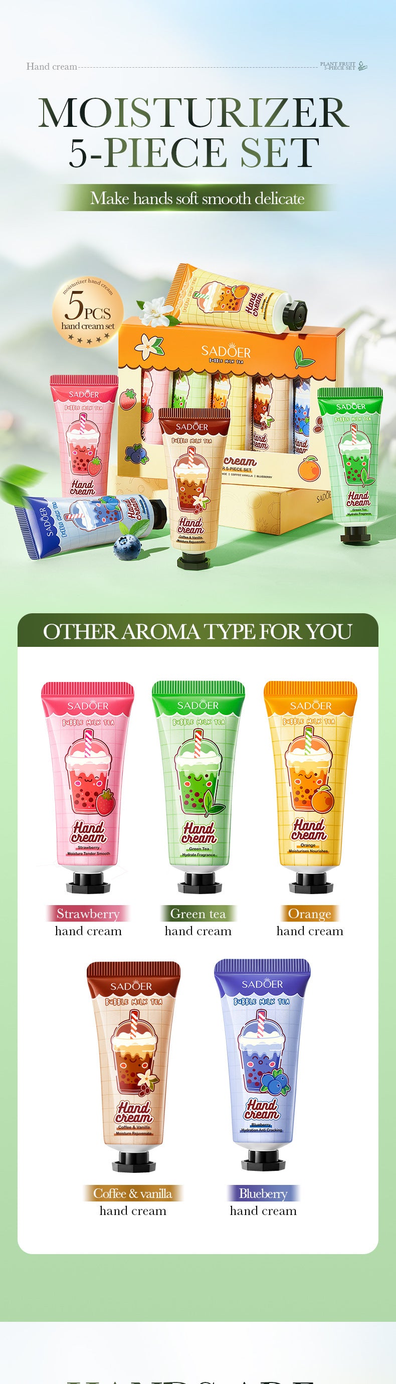 Milk Tea Fruit Fragrance Hand Cream Set SADOER Autumn and winter hand cream  foreign trade wholesale