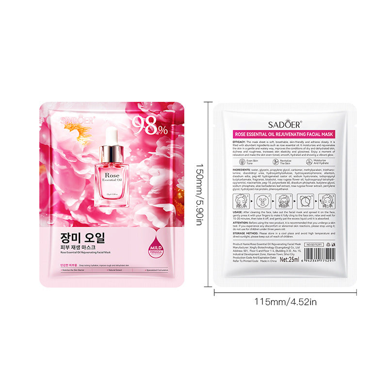 Rose Essential Oil Rejuvenating Mask SADOER Moisturizing, rejuvenating, and brightening face mask  wholesale