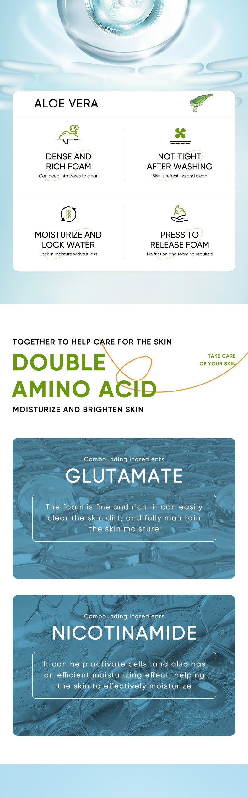 Aloe Vera Skincare Set SADOER Cleansing, hydrating, moisturizing, and nourishing  foreign trade manufacturer wholesale