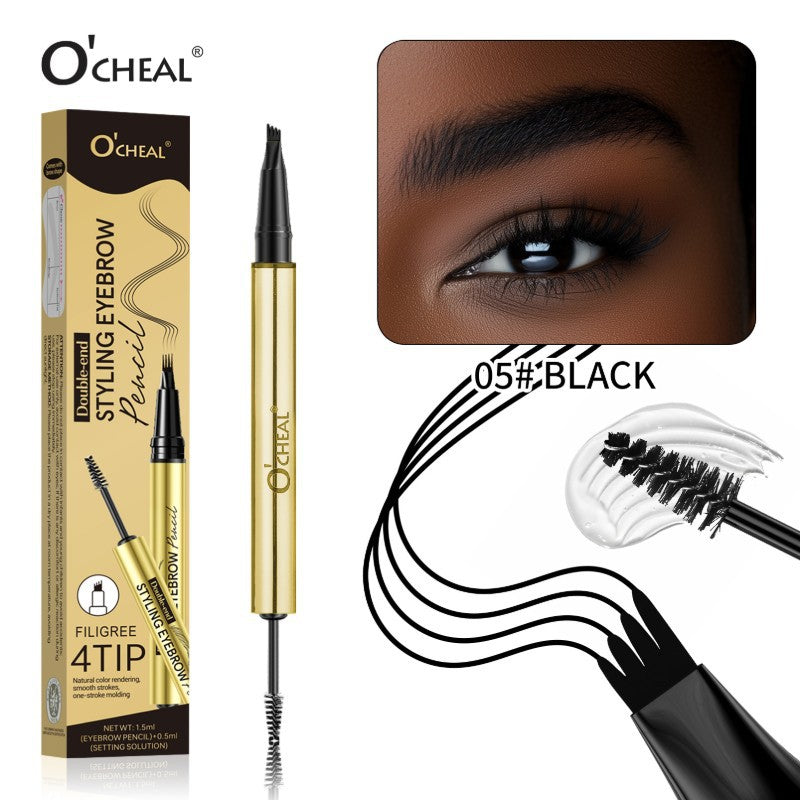 European Beauty Double-Ended Multi-Prong Plush Eyebrow Pencil+Styling Eyebrow Gel with Eyebrow Card Eye Set