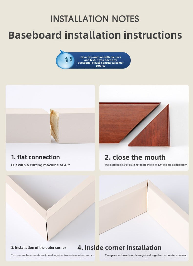 Solid Wood 5 Centimeter baseboard, Taun wood flooring, baseboard, natural wood, white and gray decorative trim