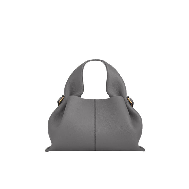 pole Cloud Handbag Genuine Leather Light Luxury French Niche Versatile Dumpling Bag European and American Retro High-Quality Texture Crossbody Bag