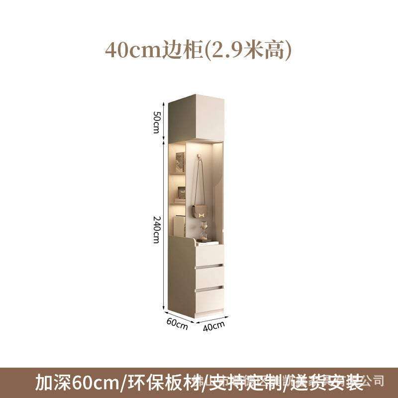 ENF Grade Pure Solid Wood Wardrobe Cream Color Bedroom Home Bedroom Wardrobe Handle-Free Segmented Oak Large Wardrobe