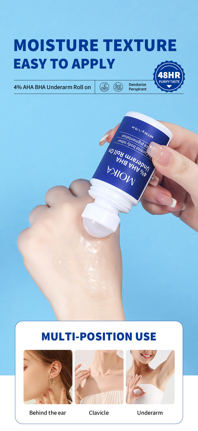 In Stock Underarm Deodorant Antiperspirant Salicylic Acid Roll-On Body Odor Eliminator Antiperspirant Deodorant