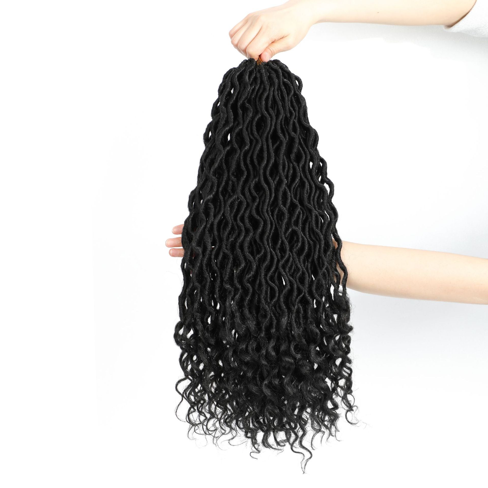 Cross-border European and American Synthetic Hair Wigs Curved Up and Down Crochet Hair Wigs Goddess Faux Locks Curly Handwoven