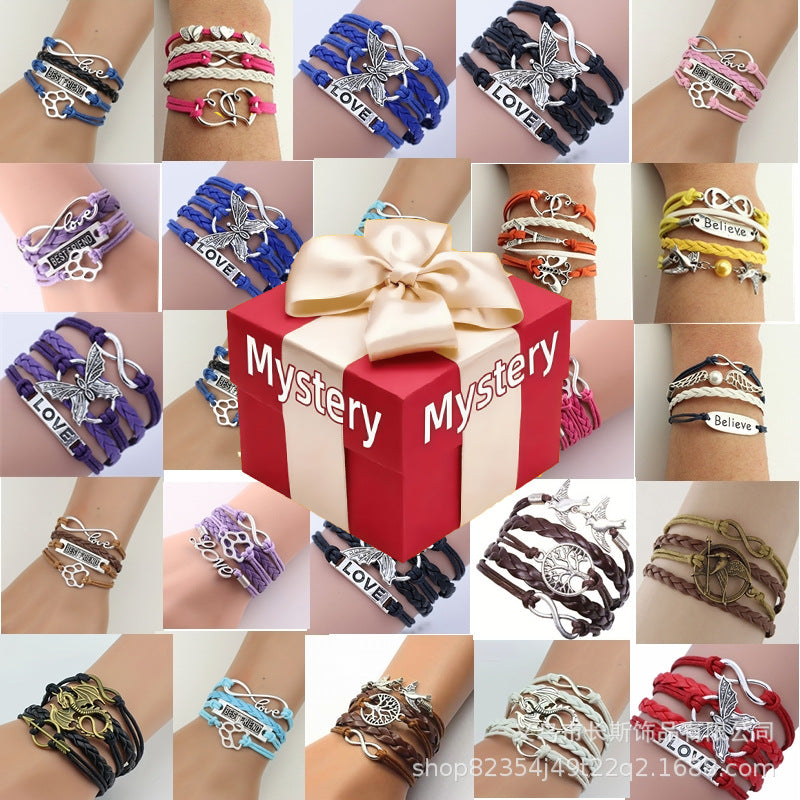 Blind Box Multi-layer Woven Bracelet Vintage Animal Pendant Bracelet Gift for Friends Blind Box Friendship Bracelet