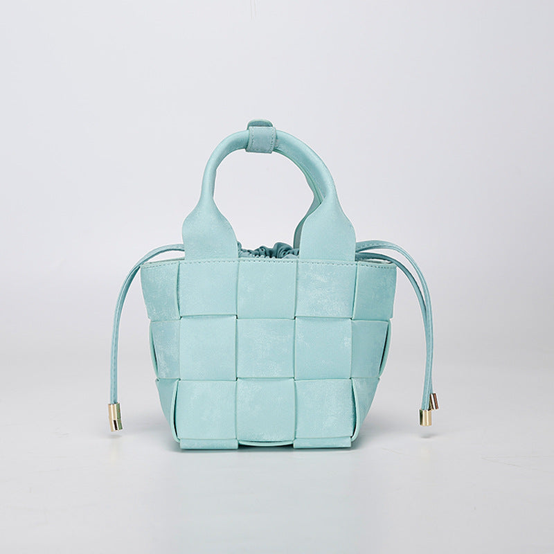 New Chinese Style Handmade Bucket Bag Woven Design Basket Handbag New Mini Crossbody Bag for Women