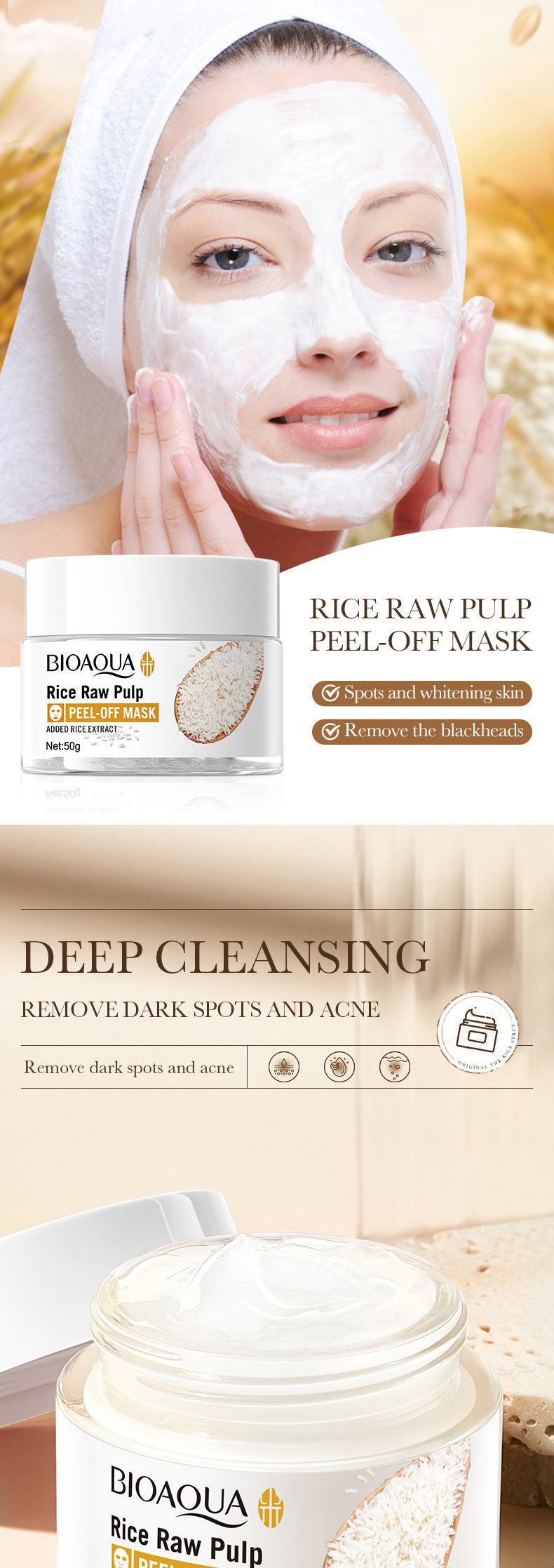 Rice Skincare Set BIOAOUA Rice Puree Series Six-Piece Set Box  Wholesale