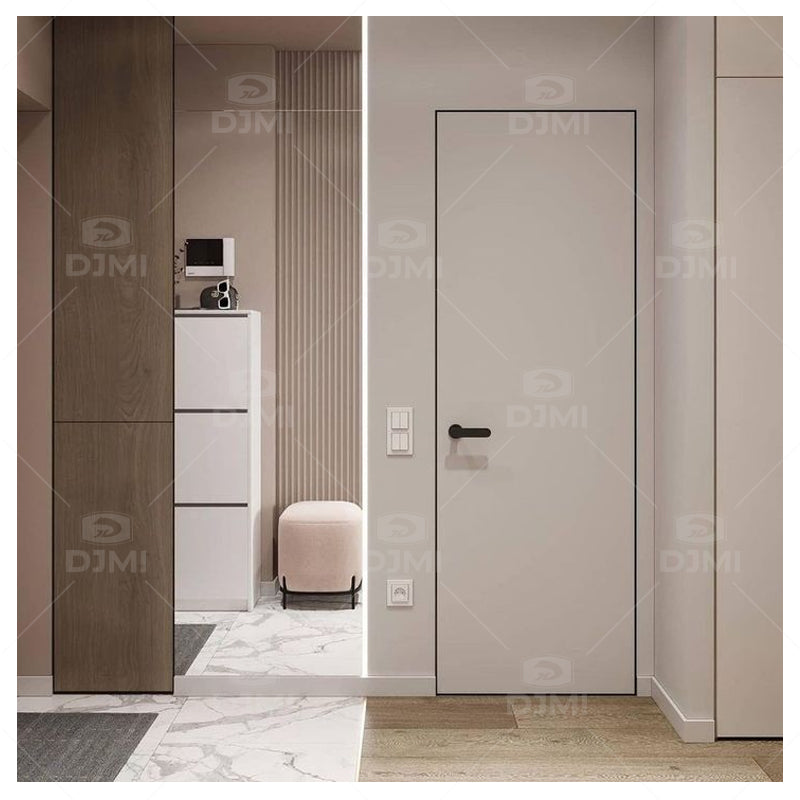 DJMI Invisible Flush Mounted High-End Secret Room Wooden Doors Internal Concealed Integrated Frameless Hinged Hidden Door