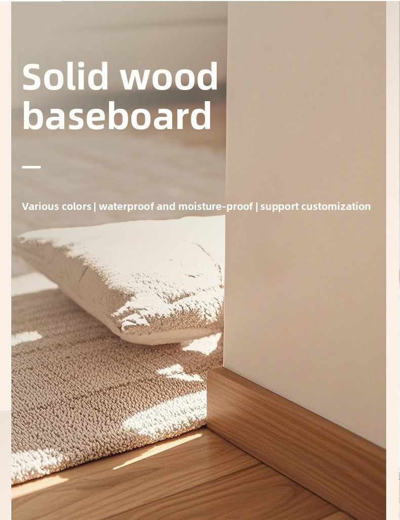 Pure solid wood ultra-narrow skirting board for wooden flooring, minimalist wooden baseboard, white and black painted decorative trim