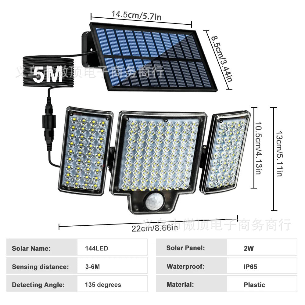 Outdoor Solar Split Street Light, Automatically Brightens After Dark, Garden Light with Human Body Sensor Wall Light Waterproof LED Lamp