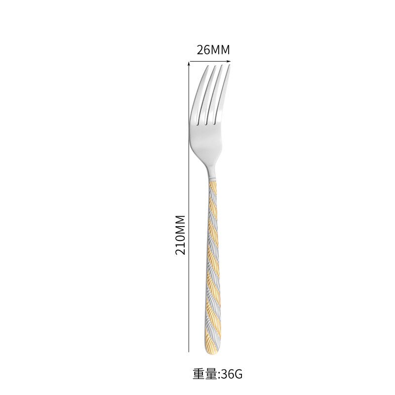 410Stainless Steel Tableware Hotel Restaurant Hemp Rope Pattern Knife Fork Spoon24Set of Western Steak Knives and Forks