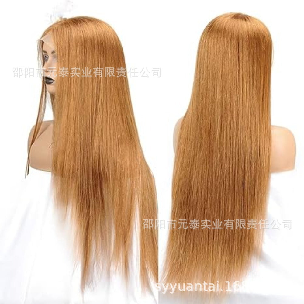 Wig for European and American Women, Middle Part, Long Straight Hair, Front Lace, Synthetic Fiber13*4*1T Headband wigs High Temperature Fiber Wig