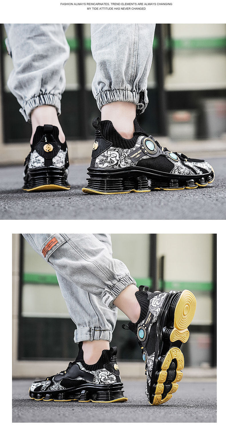 Blade Rebound Men's Shoes Mesh Breathable Running Shoes Youth Trendy Versatile Height Increasing Shock Absorption Sports Shoes