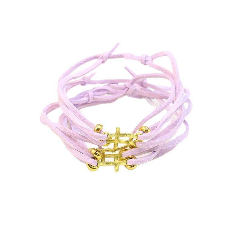 Colorful Cord Gold Bead Bracelet for Women Friendship Gift Simple Stretchable Velvet Cord Set Cross Braided Bracelet