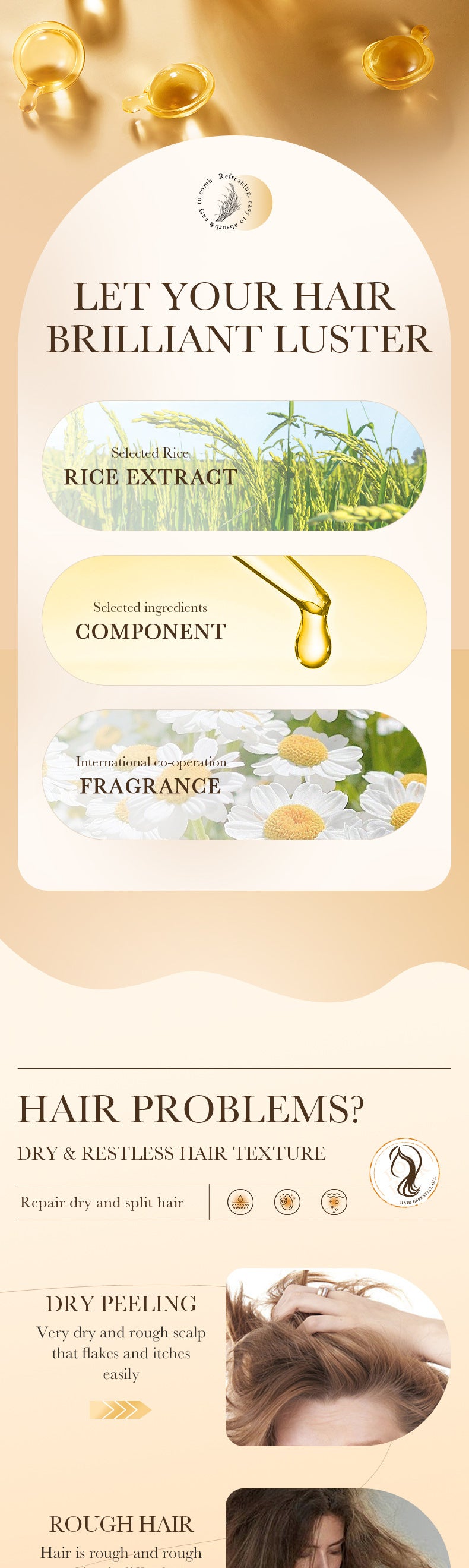 Rice Puree Hair Care Capsule Essential Oil BIOAOUA Repair and Nourish Conditioner Cross-Border Wholesale