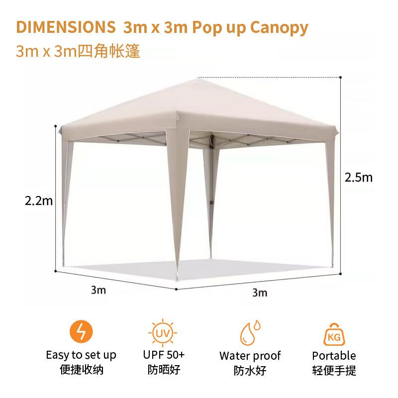 Four-corner Folding Tent3*3Camping Exhibition Leisure Tent Outdoor Beach Sunshade Pavilion Export Wholesale