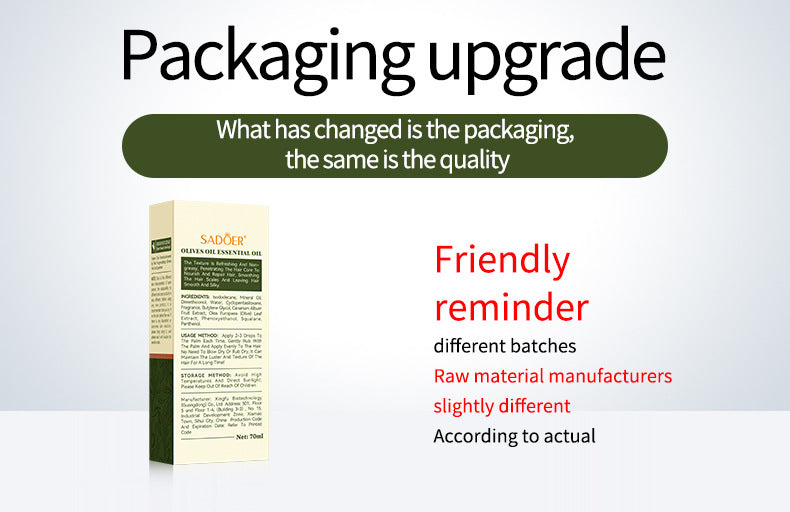 Olive Hair Care Essential Oil70ml SADOER Qihuan Shiny Smooth Hair Conditioner  Wholesale