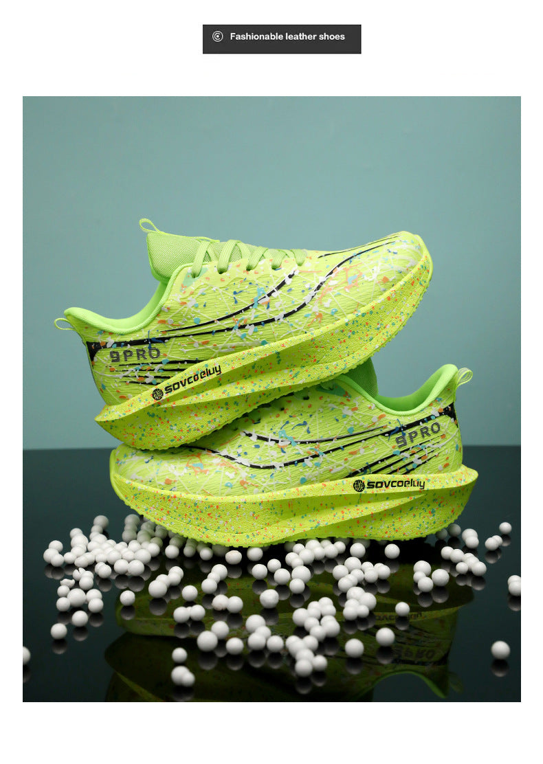 Autumn New Fluorescent Parent-Child Fashion Casual Sports Shoes with Real Carbon Plate High Elasticity Cushioning Outdoor Running Shoes