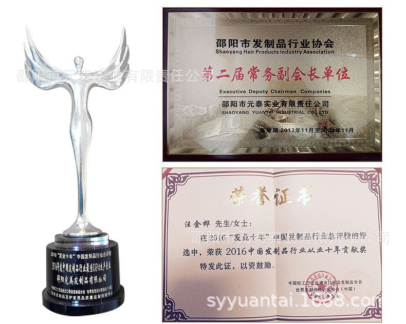 YAKI Straight Hair with Curly Ends Synthetic Wig V High-Temperature Fiber Wig with Hollow Top