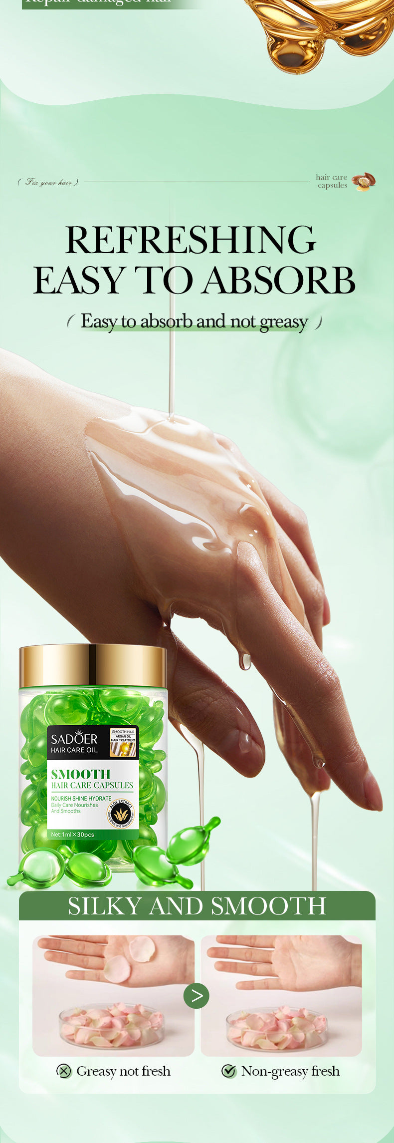 Nut Oil Hair Care Capsules SADOER Improve Frizz Essential Oil Capsule Conditioner  Wholesale