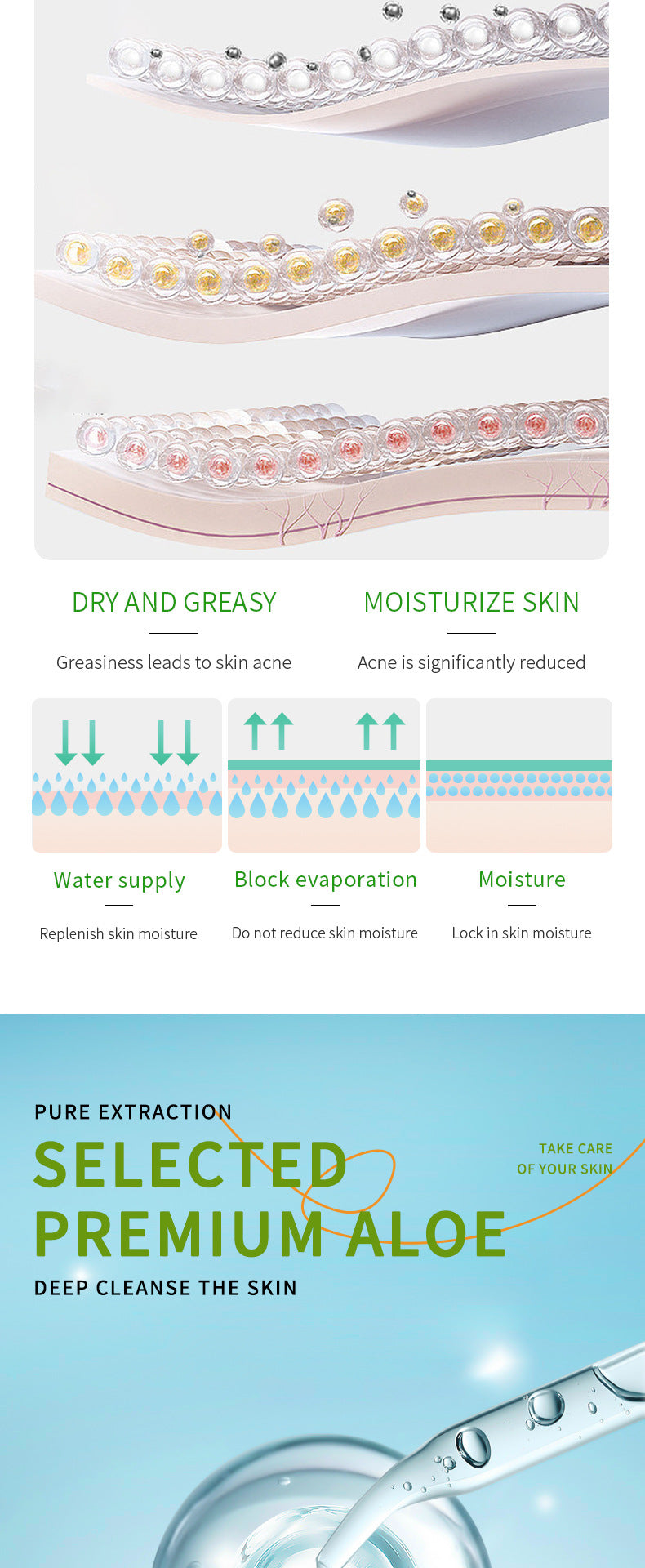 Aloe Vera Skincare Set SADOER Cleansing, hydrating, moisturizing, and nourishing  foreign trade manufacturer wholesale