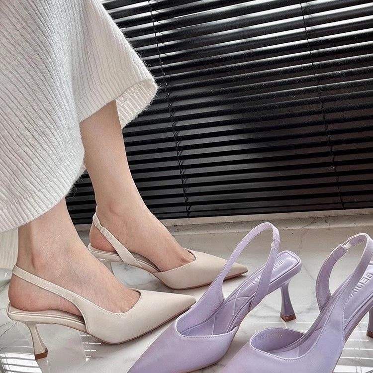 French Style Closed-Toe High Heels for Women2025New Year's New Pointed Toe Stiletto Shoes Niche Design Sense Elegant Sexy Sandals