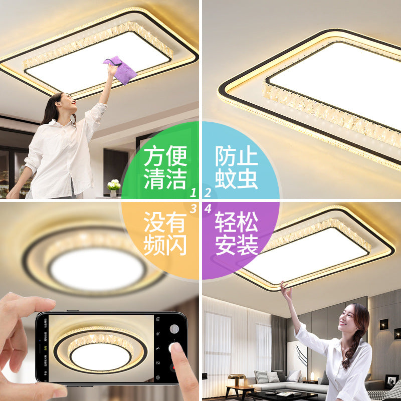 Wholesale Large Living Room Lamp2025New Year's Light Luxury Crystal led Ceiling lamp simple modern elegant bedroom lighting fixture