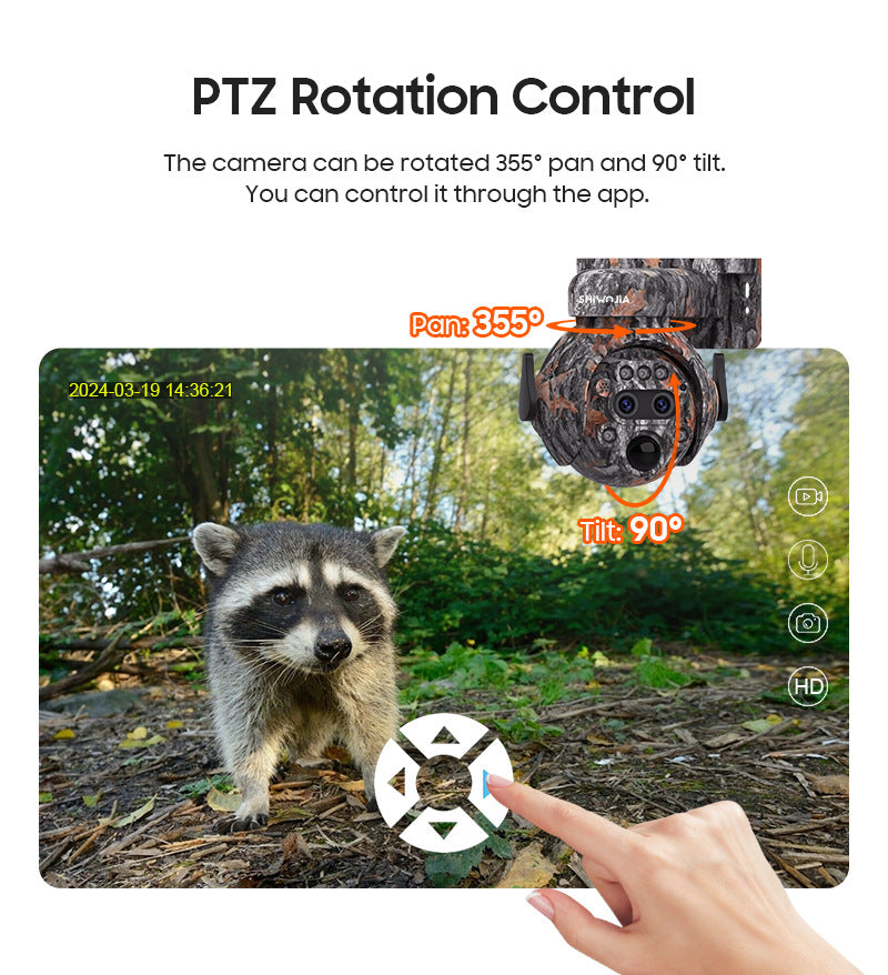 Camouflage122x Zoom Solar Camera Outdoor Forest4G Binocular HD AI Full Color Night Vision Surveillance