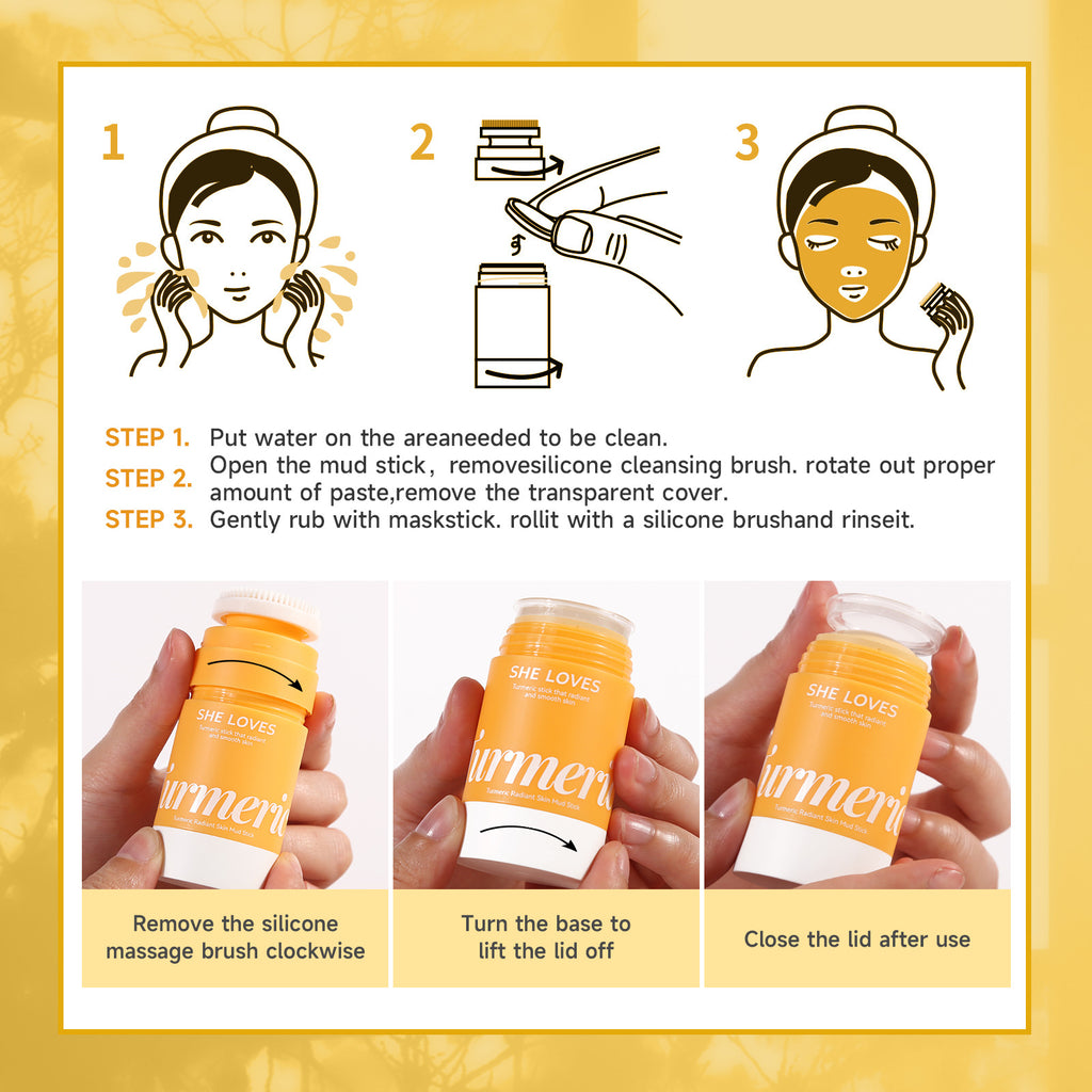 Exclusive Supply sheloves Turmeric Solid Mask Deep Cleansing Brightening Skin Color Oily Skin Smear Mud Mask Stick