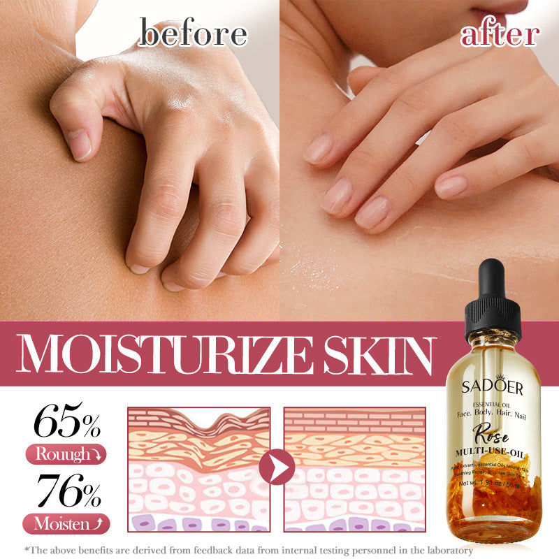 Rose Dried Flower Multi-effect Massage Oil SADOER Moisturizing skin body essential oil cross-border foreign trade wholesale