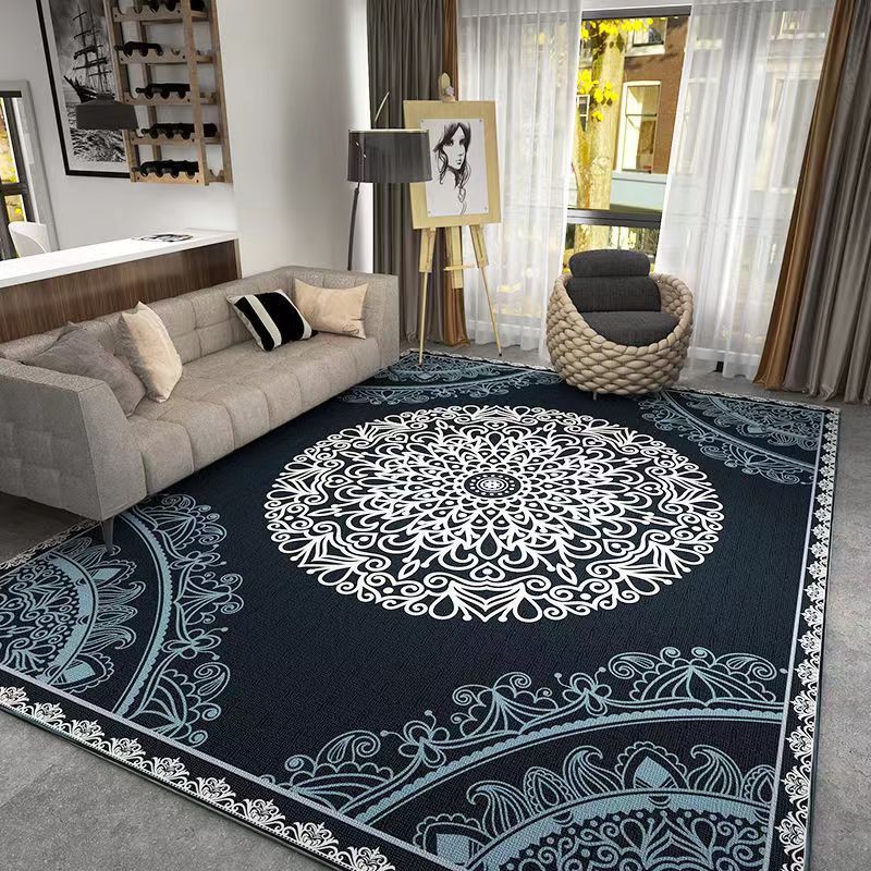 Bohemian Style Crystal Velvet Carpet Wear-Resistant and Dirt-Resistant Bedroom Non-Slip Bedside Rug Home Living Room Sofa Coffee Table Rug