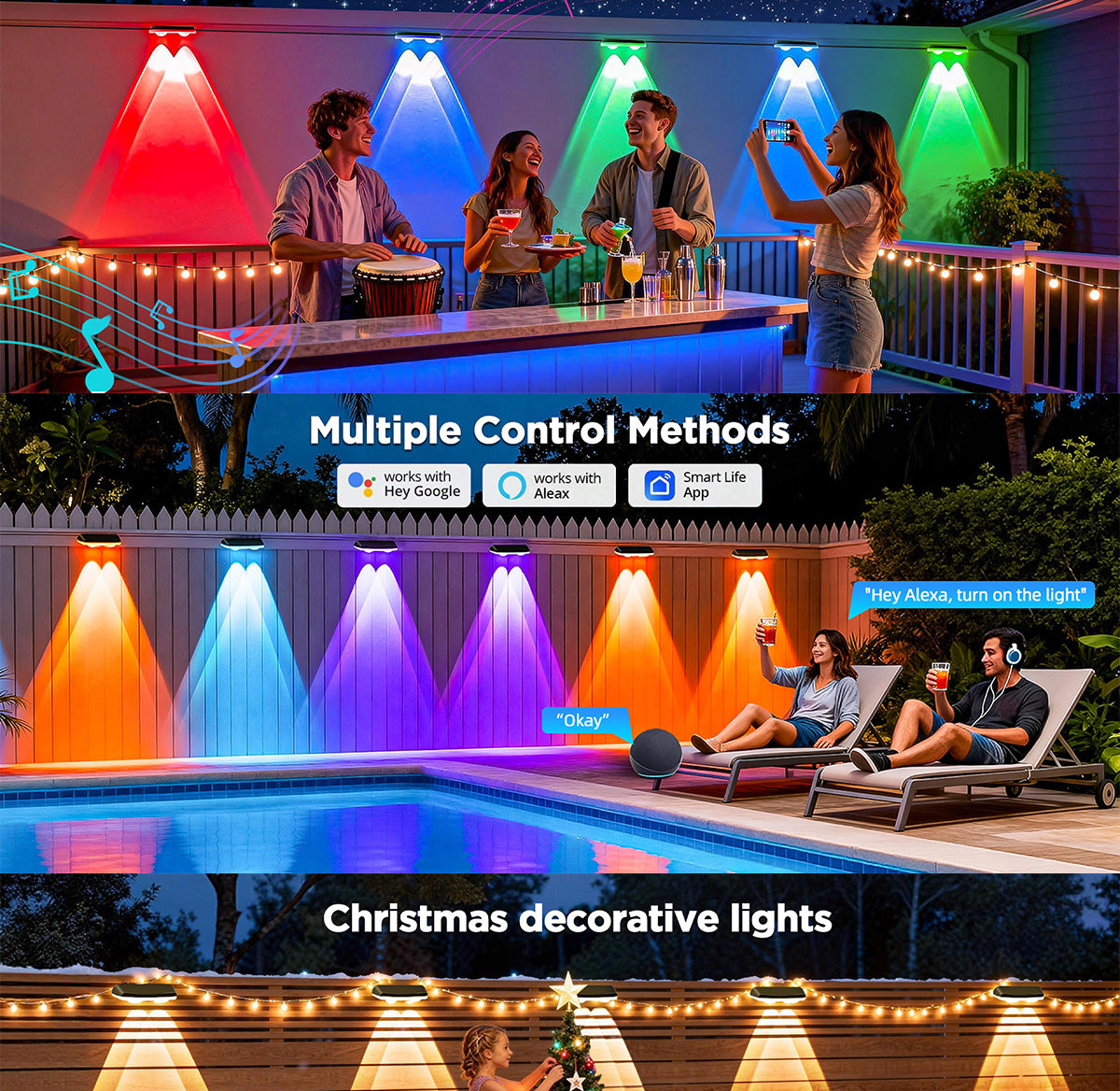 Bluetooth fence light RGBCW Iridescent Fence Light Wall Washer Light Fence Light Garden Light Waterproof Decorative Light
