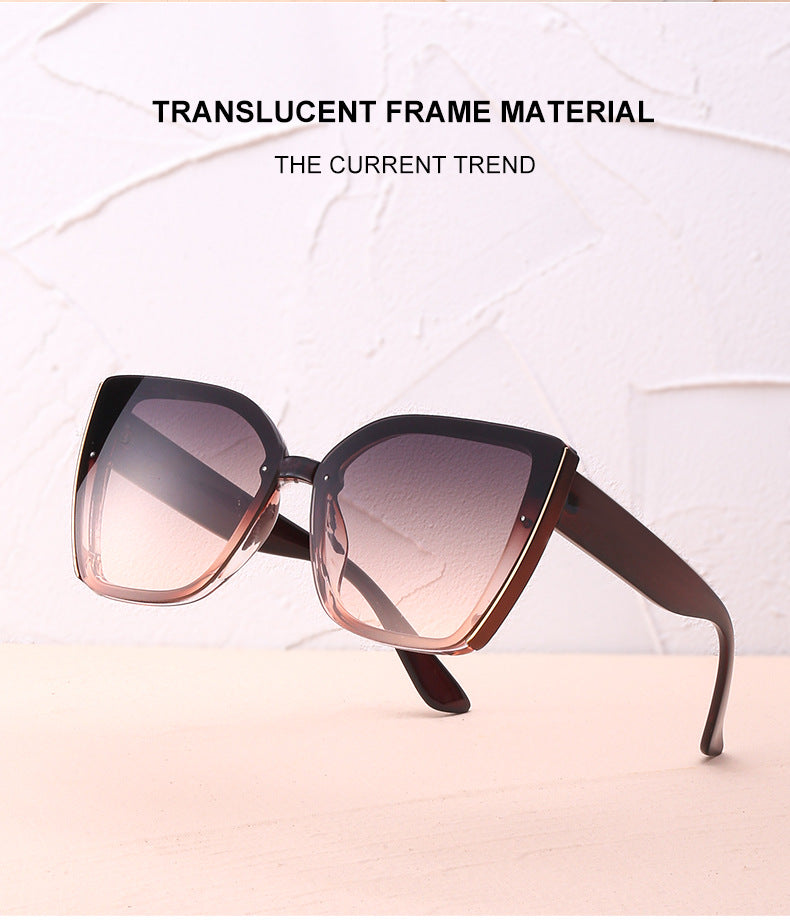 Internet Celebrity Cat Eye Large Frame Sunglasses for Women Fashion Trend UV Protection Sunglasses Korean Style Glasses sunglasses