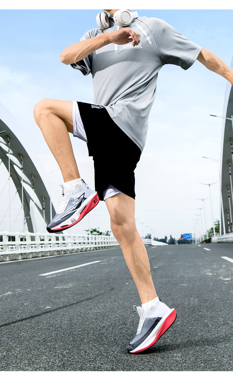 New Fashionable Casual Breathable Comfortable Running Shoes with Real Carbon Plate High Elasticity Shock Absorption for Student Training Sports Shoes