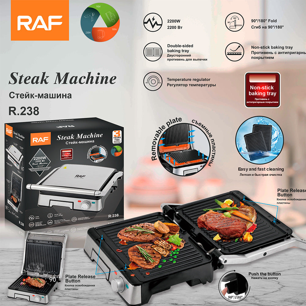 RAF European Standard Household Steak Machine Sandwich Maker Waffle Maker Heated Electric Griddle for Toasting Bread and Light Meals