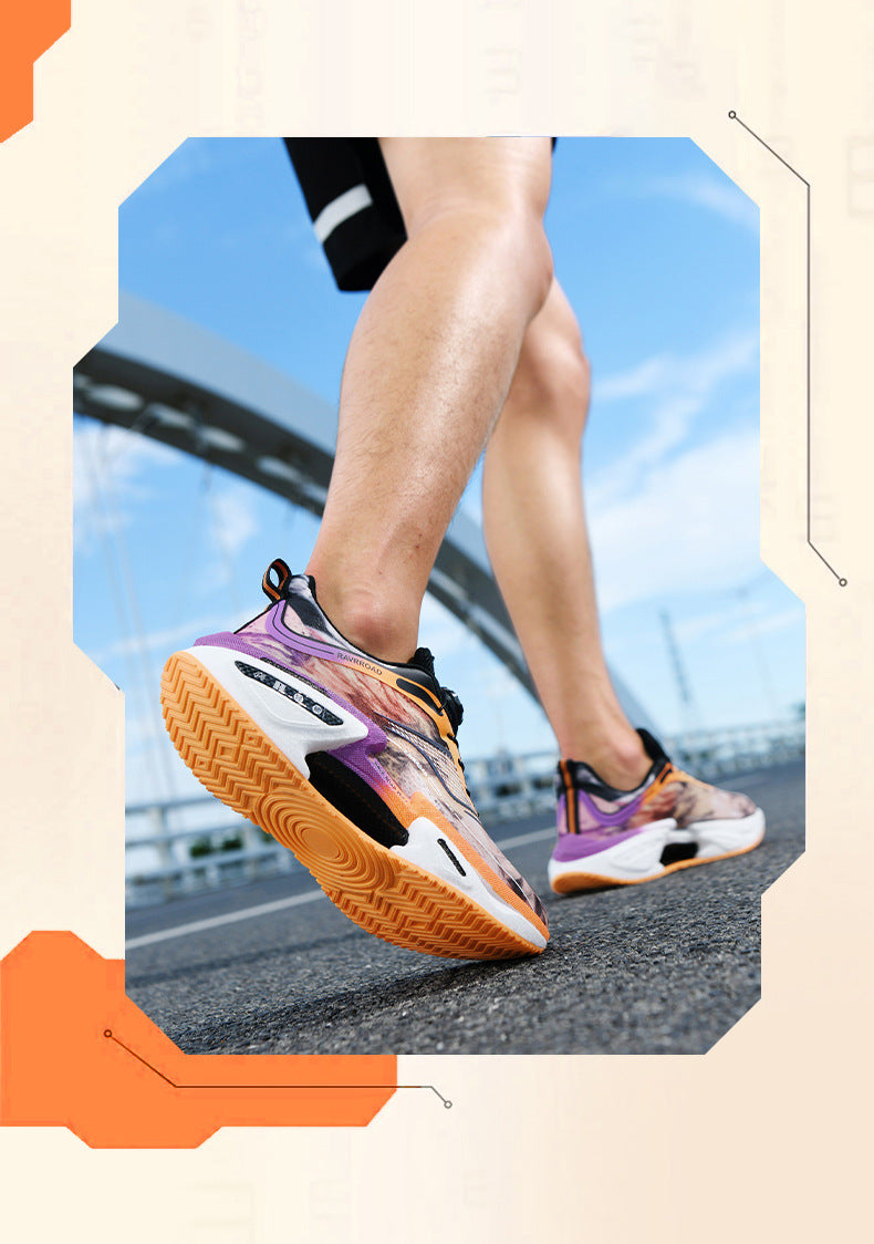 DAJUEYING Real Explosion Protection Carbon Plate High Elastic Cushioning Running Shoes Men and Women Knob Buckle Racing Mesh Breathable Sports Shoes