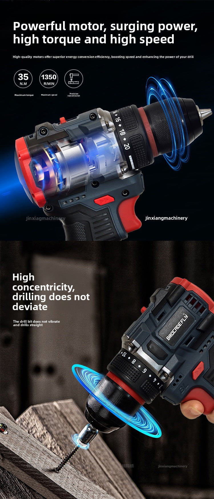 Electric hand drill10MM Brushless16.8V Metal Chuck Domestic Sales Explosion Factory Direct Sales Large Volume Great Price