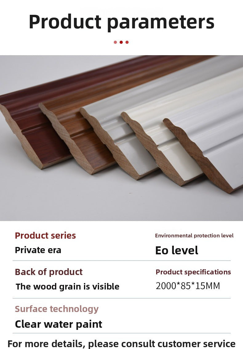 8Premium Solid Wood Skirting Board, Ultra-thin Corner Trim for the Whole House, Light Luxury Flat Baseboard