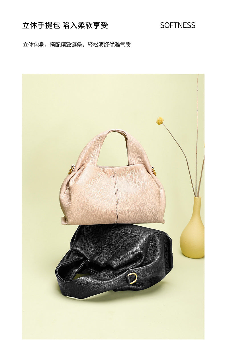 European and American Style Boling En Cloud Bag Lychee Pattern Light Luxury Crossbody Shoulder Dumpling Bag New Women's Underarm Handbag Trendy