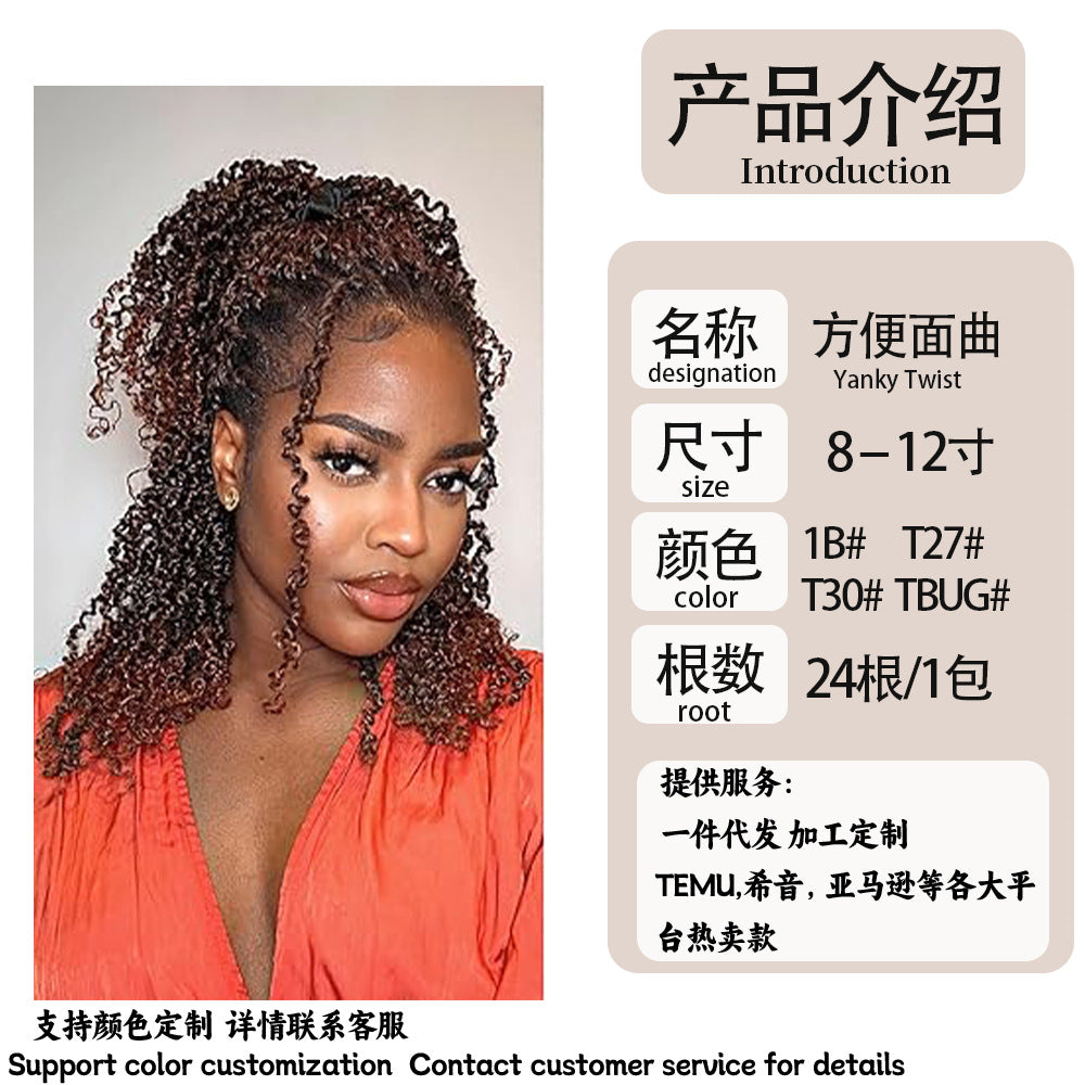 TEMU Hot-selling Export Synthetic Crochet Curly Hair Yanky Twist Instant Noodles