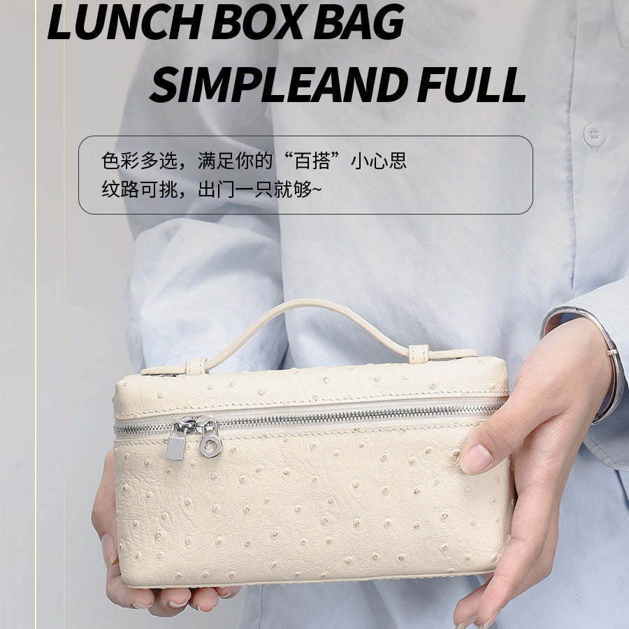 GIgi Same Style Women's Bag Niche Elegant Handheld Lunch Box Bag Women Simple Top Layer Cowhide Single Shoulder Crossbody Small Bag