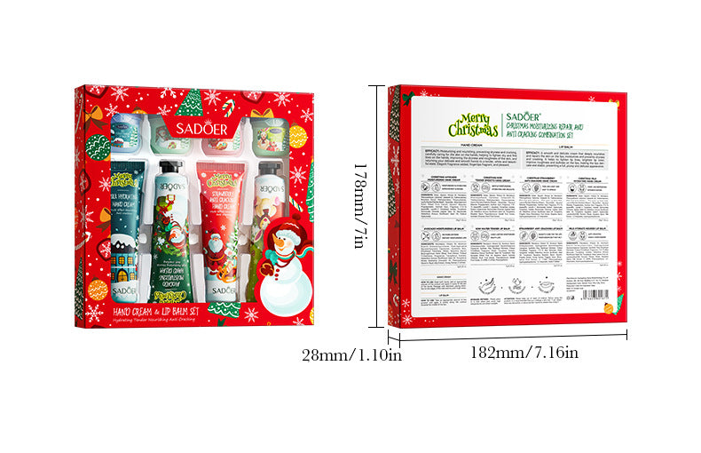 Christmas Hand Cream Lip Balm Combo Set SADOER Anti-chapping Moisturizing  Wholesale