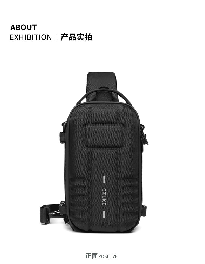 OZUKO EVA Hard Shell Chest Bag Men's Crossbody Bag Tactical Functional Waterproof Large Capacity Outdoor Cycling Bag