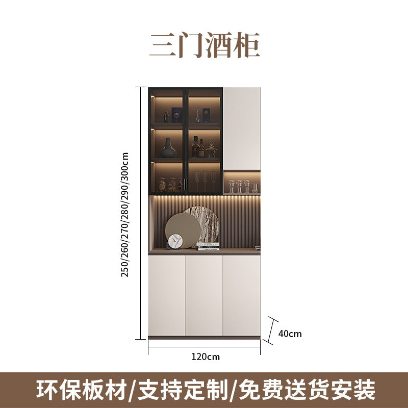 Solid Wood Sideboard Cabinet Against Wall Integrated Modern Minimalist Glass Door Wine Cabinet Dining Living Room Storage Cabinet Home Organizer