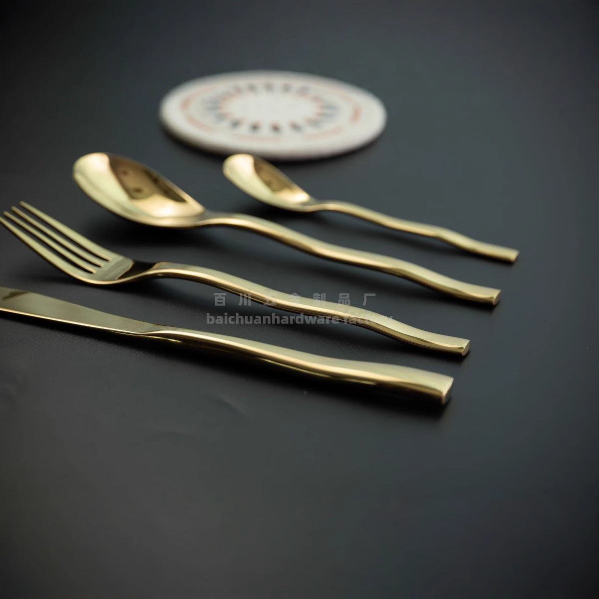 Nordic Style ins304Stainless Steel Steak Knife Fork Spoon Wave Pattern Creative Simple Western Dining Utensils Hotel Supplies Wholesale