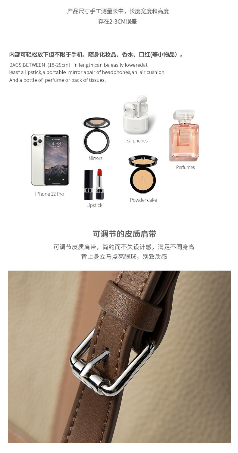 European and American Retro Large Capacity Single Shoulder Bucket Bag Daily Use Top Layer Cowhide Crossbody Women's Bag