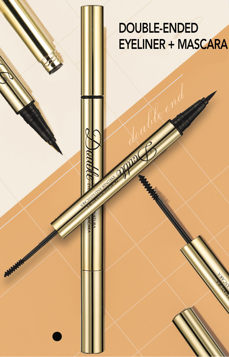 European Beauty Double-ended Natural Eyeliner+Curling Mascara Cream Two-in-One Quick-Drying Waterproof Non-Smudging