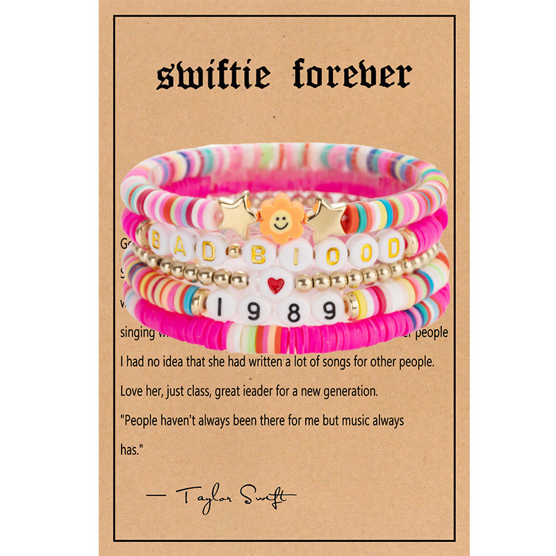 Taylor Music Jewelry Bracelet for Women Versatile High-End Bohemian Accessories SWIFTIE Alphabet Soft Clay Bracelet
